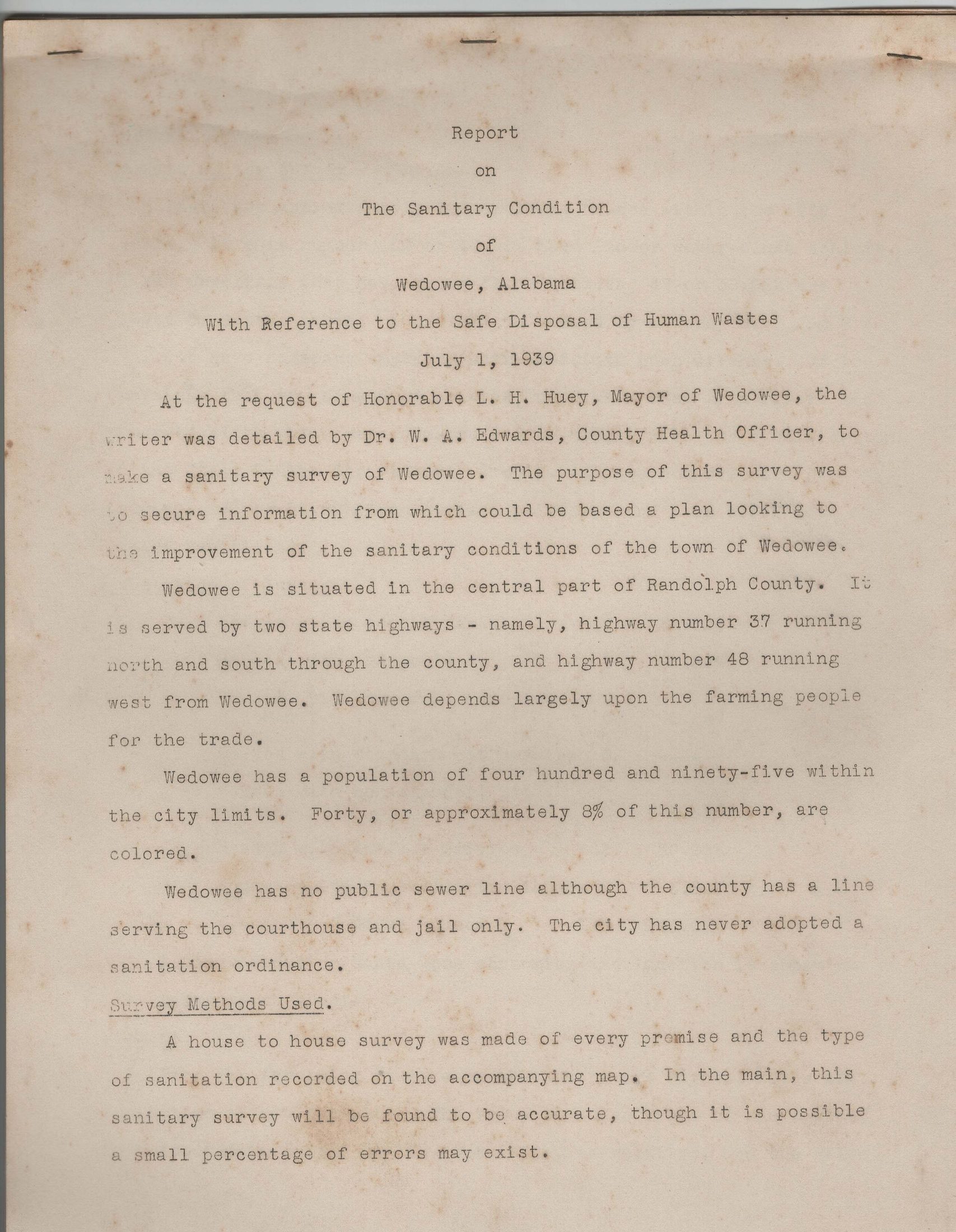 Report title page and introduction, July 1, 1939 (page 1)